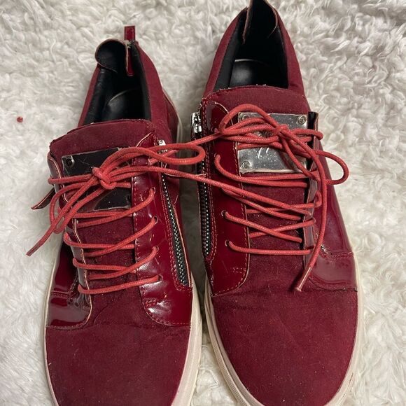 Giuseppe Zanotti Burgundy red Sneakers Low Top Double Zipper Size EU 41 US8 - Picture 3 of 12